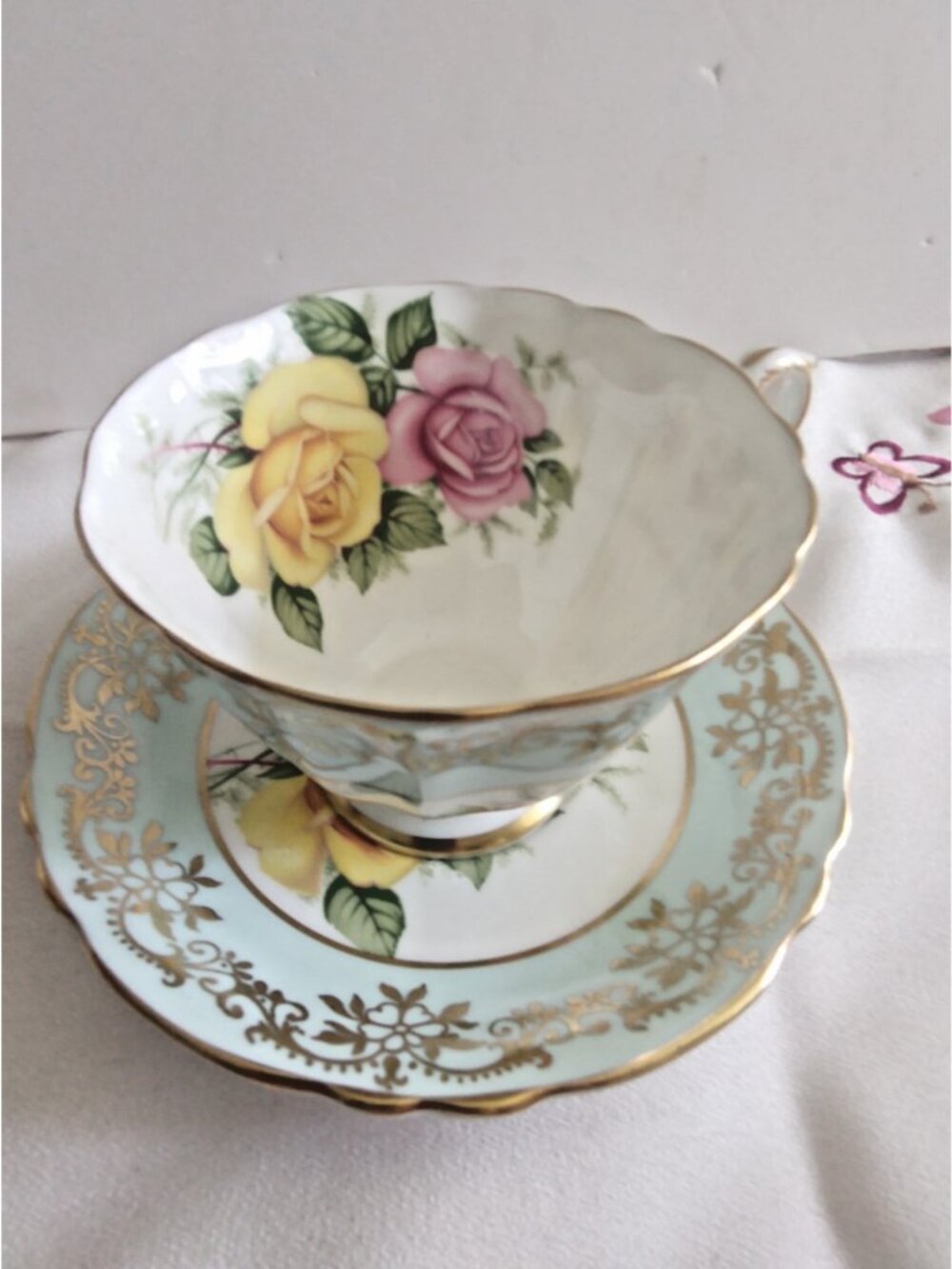Paragon Fine Bone China Cup & Saucer Set Pink & Yellow Rose